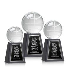Employee Gifts - Basketball Globe on Tall Marble Base Crystal Award