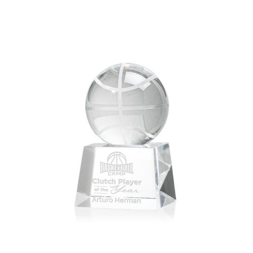 Awards and Trophies - Basketball Globe on Robson Base Crystal Award