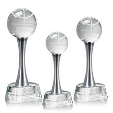 Employee Gifts - Basketball Globe on Willshire Base Crystal Award