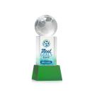 Soccer Ball Full Color Green on Belcroft Globe Crystal Award