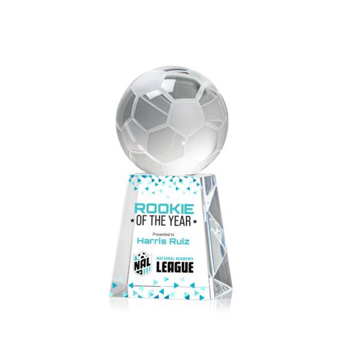 Awards and Trophies - Soccer Ball Full Color Globe on Celestina Crystal Award
