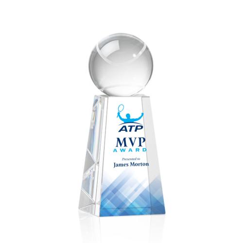 Awards and Trophies - Tennis Ball Full Color Globe on Novita Crystal Award