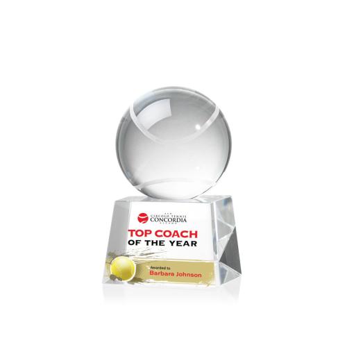 Awards and Trophies - Tennis Ball Full Color Globe on Robson Crystal Award