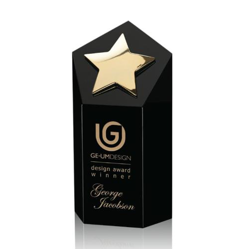 Awards and Trophies - Dorchester Black/Gold Star Crystal Award