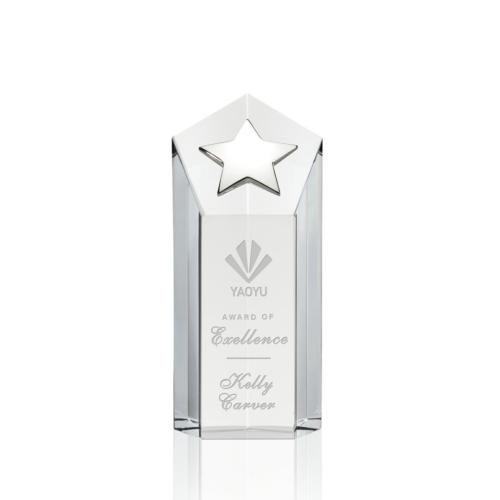 Awards and Trophies - Dorchester Clear/Silver Star Crystal Award