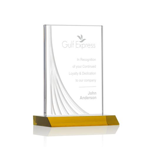 Awards and Trophies - Leighton Liquid™ Amber Rectangle Crystal Award