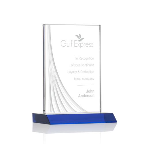 Awards and Trophies - Leighton Liquid™  Blue  Rectangle Crystal Award