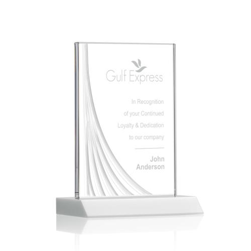 Awards and Trophies - Leighton Liquid™ White  Rectangle Crystal Award