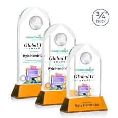 Blake Full Color Amber on Newhaven Globe Crystal Award - Awards and Trophies