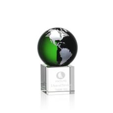 Employee Gifts - Haywood Green/Silver Globe Crystal Award