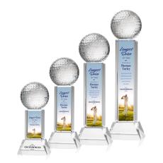 Employee Gifts - Golf Ball Full Color Clear on Stowe Globe Crystal Award