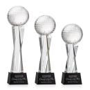 Golf Ball Black on Grafton Base Globe Crystal Award