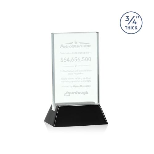 Awards and Trophies - Walkerton Jade/Black (Vert) Rectangle Glass Award
