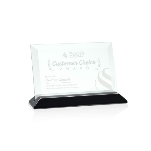 Awards and Trophies - Embassy Jade/Black (Horiz) Rectangle Glass Award