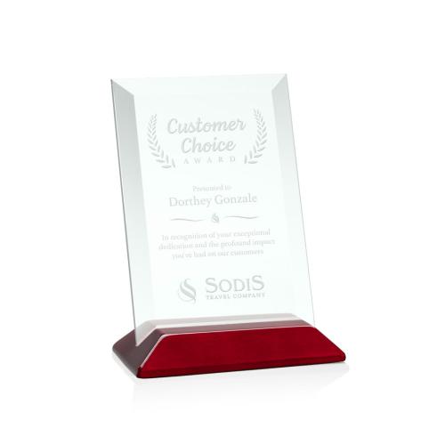 Awards and Trophies - Embassy Jade/Rosewood (Vert) Rectangle Glass Award