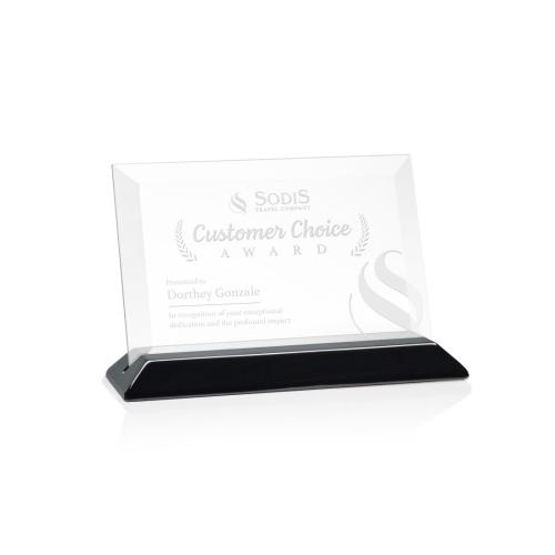 Awards and Trophies - Embassy Starfire/Black (Horiz) Rectangle Crystal Award