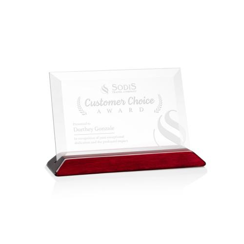 Awards and Trophies - Embassy Starfire/Rosewood (Horiz) Rectangle Crystal Award