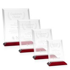 Employee Gifts - Embassy Starfire/Rosewood (Vert) Rectangle Crystal Award