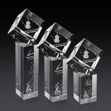 Employee Gifts - Burrill 3D Square / Cube on Dakota Base Crystal Award