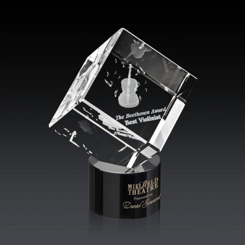 Awards and Trophies - Burrill 3D Black on Marvel Base Square / Cube Crystal Award