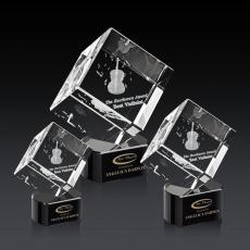 Employee Gifts - Burrill 3D Black on Paragon Base Square / Cube Crystal Award