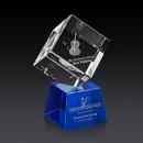 Burrill 3D Blue on Robson Base Square / Cube Crystal Award