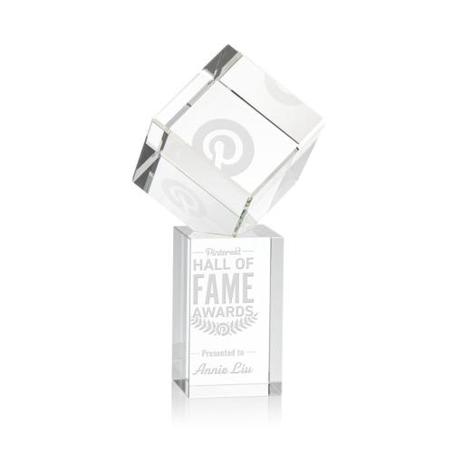 Awards and Trophies - Burrill Square / Cube on Dakota Base Crystal Award