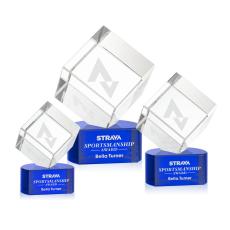 Employee Gifts - Burrill Blue on Paragon Base Square / Cube Crystal Award