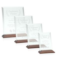 Employee Gifts - Embassy Jade/Walnut (Vert) Rectangle Glass Award