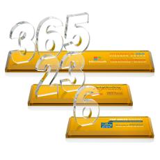 Northam Milestone Full Color Amber Number Crystal Award - Full Color Imprint