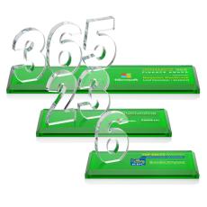 Northam Milestone Full Color Green Number Crystal Award - Full Color Imprint