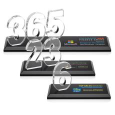 Northam Milestone Vividprint Black Number Crystal Award - Full Color Imprint