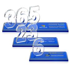 Northam Milestone Full Color Blue Number Crystal Award - Colored Crystal Awards