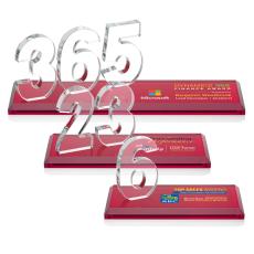 Northam Milestone Full Color Red Number Crystal Award - Colored Crystal Awards