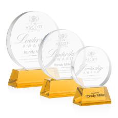 Employee Gifts - Glenwood Amber on Base Circle Crystal Award