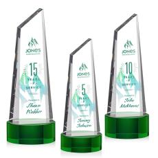 Employee Gifts - Akron Full Color Green on Base Peaks Crystal Award