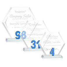 Riviera Milestone Blue Polygon Crystal Award - Awards and Trophies