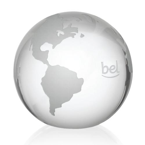 Corporate Gifts - Desk Accessories - Paperweights - Globe with Frosted Land - Clear