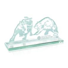 Employee Gifts - Bull/Bear Sculpture Animals Glass Award