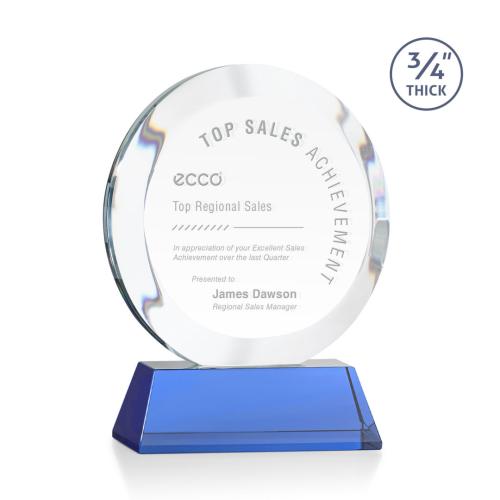 Awards and Trophies - Gibralter Sky Blue on Newhaven Circle Crystal Award
