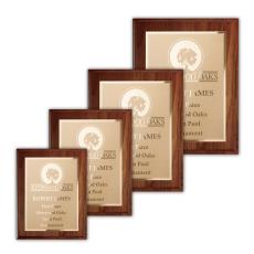 Employee Gifts - Etch/Frosted Plaq - Walnut Cove Edge/Gold