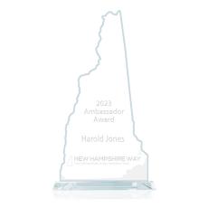 Employee Gifts - State Map  New Hampshire Unique Glass Award