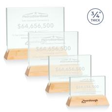 Employee Gifts - Walkerton Jade/Bamboo (Horiz) Rectangle Glass Award