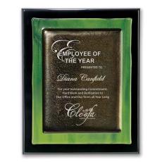 Employee Gifts - Metallic Fusion Plaque - Black/Green