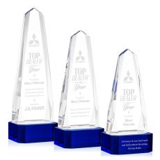 Geneva Blue on Base Obelisk Crystal Award - Awards and Gifts