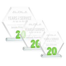 Riviera Anniversary Green  No 20 Polygon Crystal Award - Crystal Awards