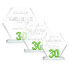 Riviera Anniversary Green  No 30 Polygon Crystal Award - Crystal Awards