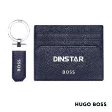 Employee Gifts - Hugo Boss Classic Grained Key Ring & Card Holder Set