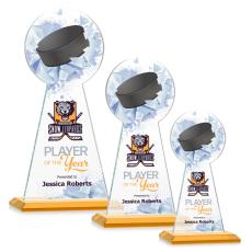 Edenwood Hockey Full Color Amber Towers Crystal Award - Full Color Imprint