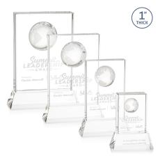 Employee Gifts - Ambassador Globe Clear on Base Rectangle Crystal Award
